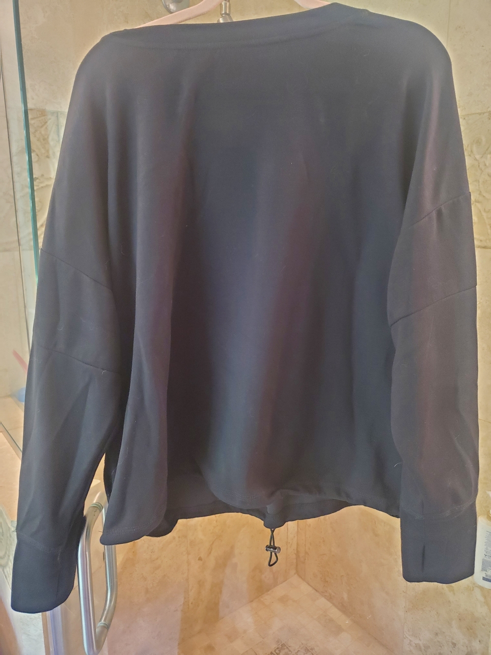 Nine West Active Black Drawstring-Hem Long-Sleeve Sweatshirt 2x - Picture 2 of 4